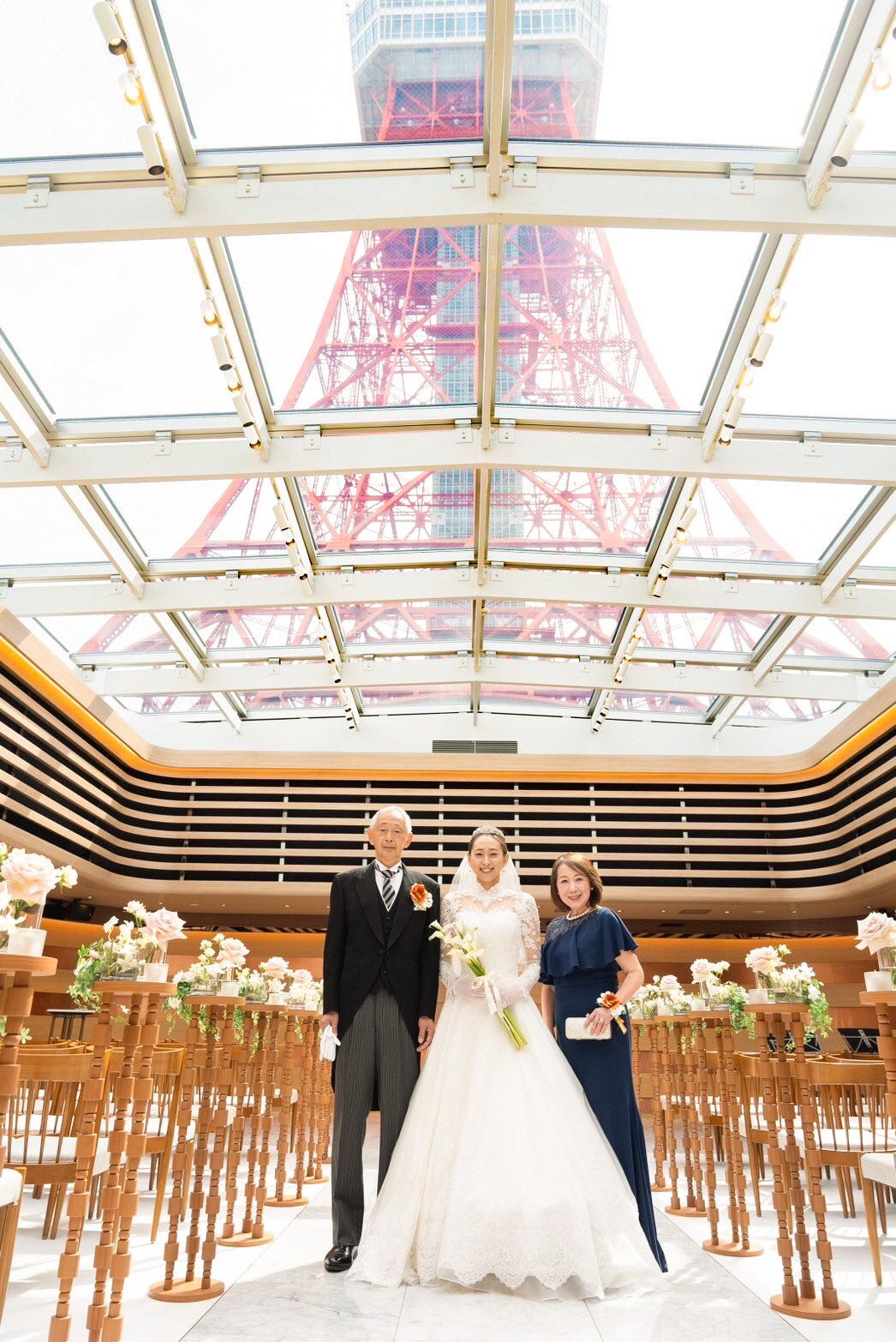 実際の結婚式 母親 フォーマルドレスL107ネイビー